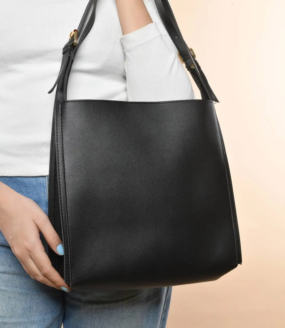 Black tote shoulder bag