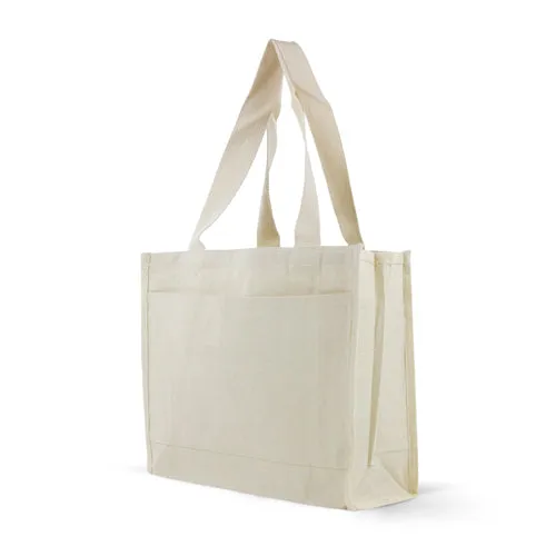 BLANK Cotton Canvas Gusset Shopping Tote w/ pocket - 21 Pack - CLOSE OUT