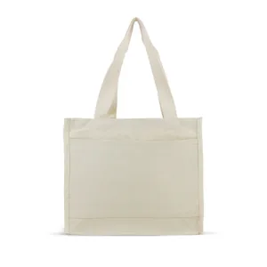 BLANK Cotton Canvas Gusset Shopping Tote w/ pocket - 21 Pack - CLOSE OUT