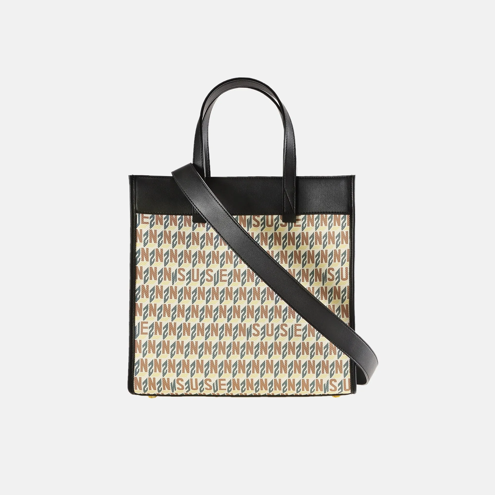 Brand Large Monogram Printed  Lnclined Shoulder Bag - Apricot