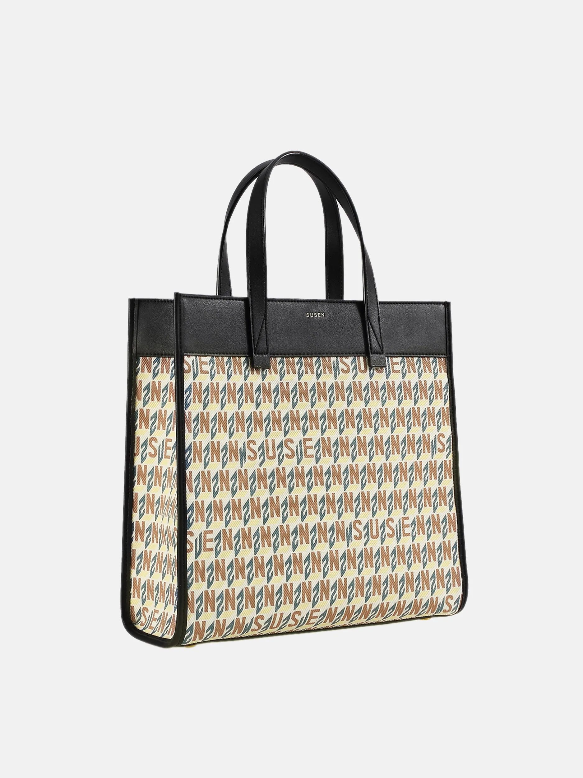 Brand Large Monogram Printed  Lnclined Shoulder Bag - Apricot
