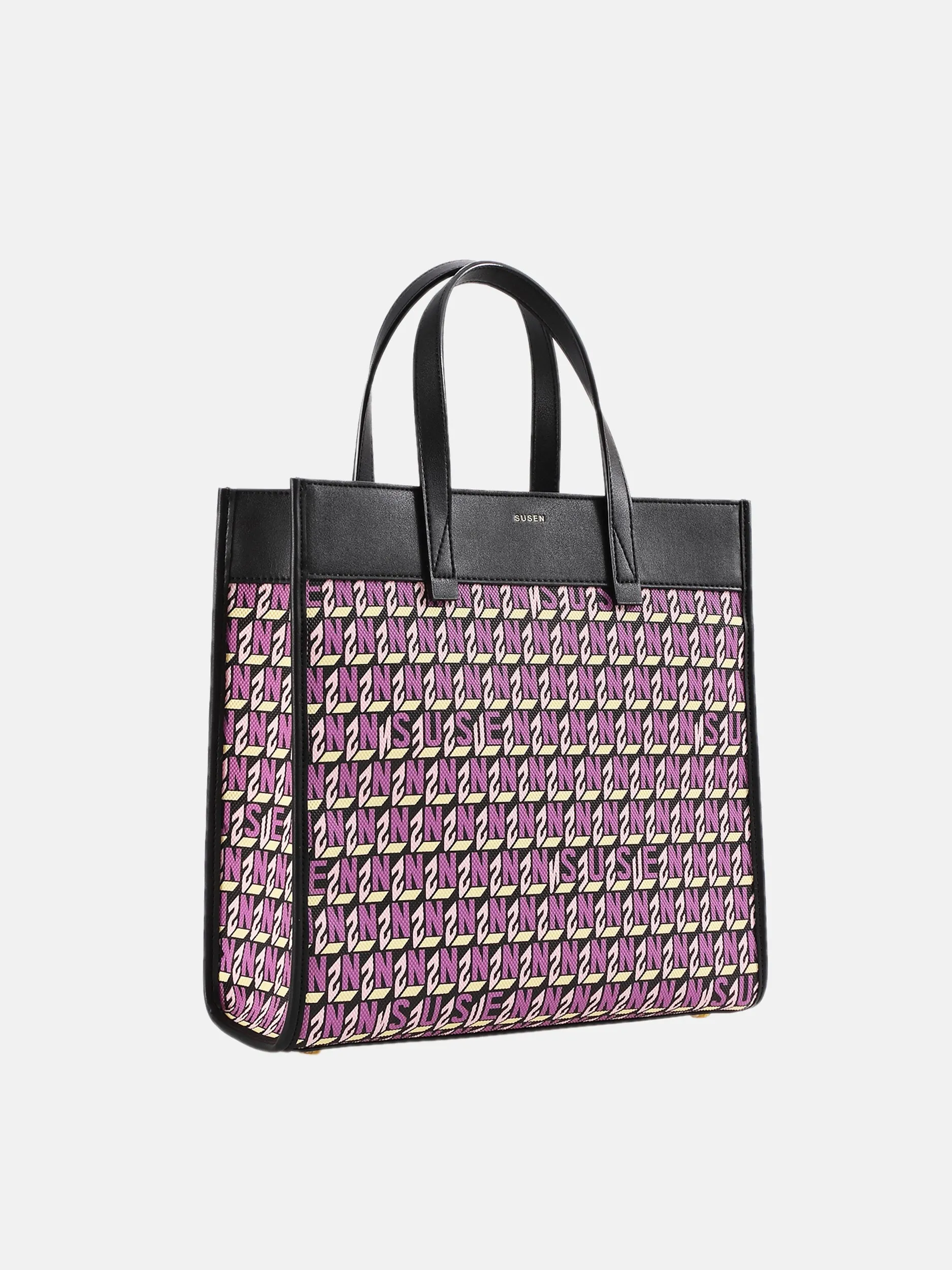 Brand Large Monogram Printed  Lnclined Shoulder Bag - Purple