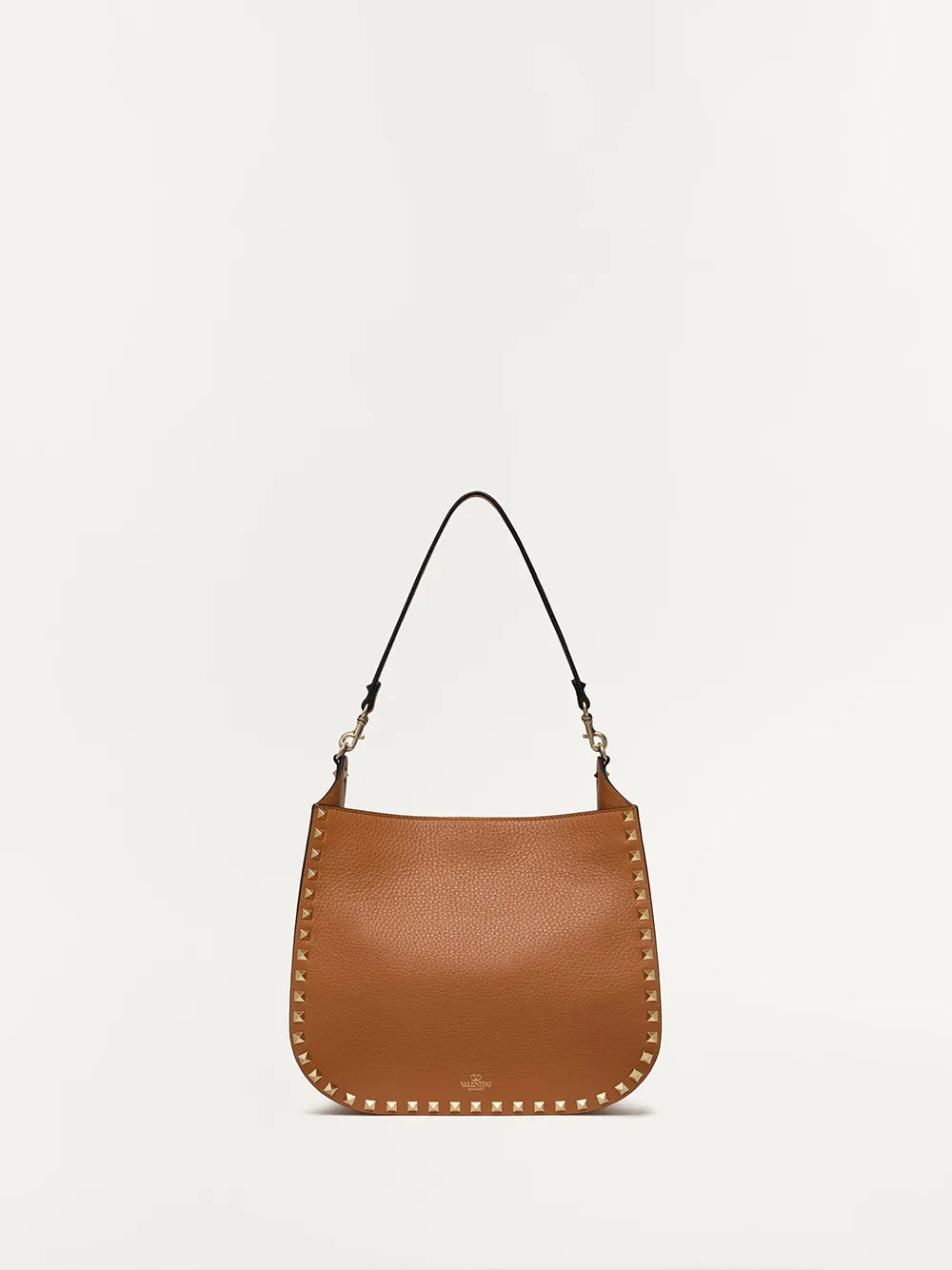 Brown Grainy Calf Hobo Rockstudt Bag