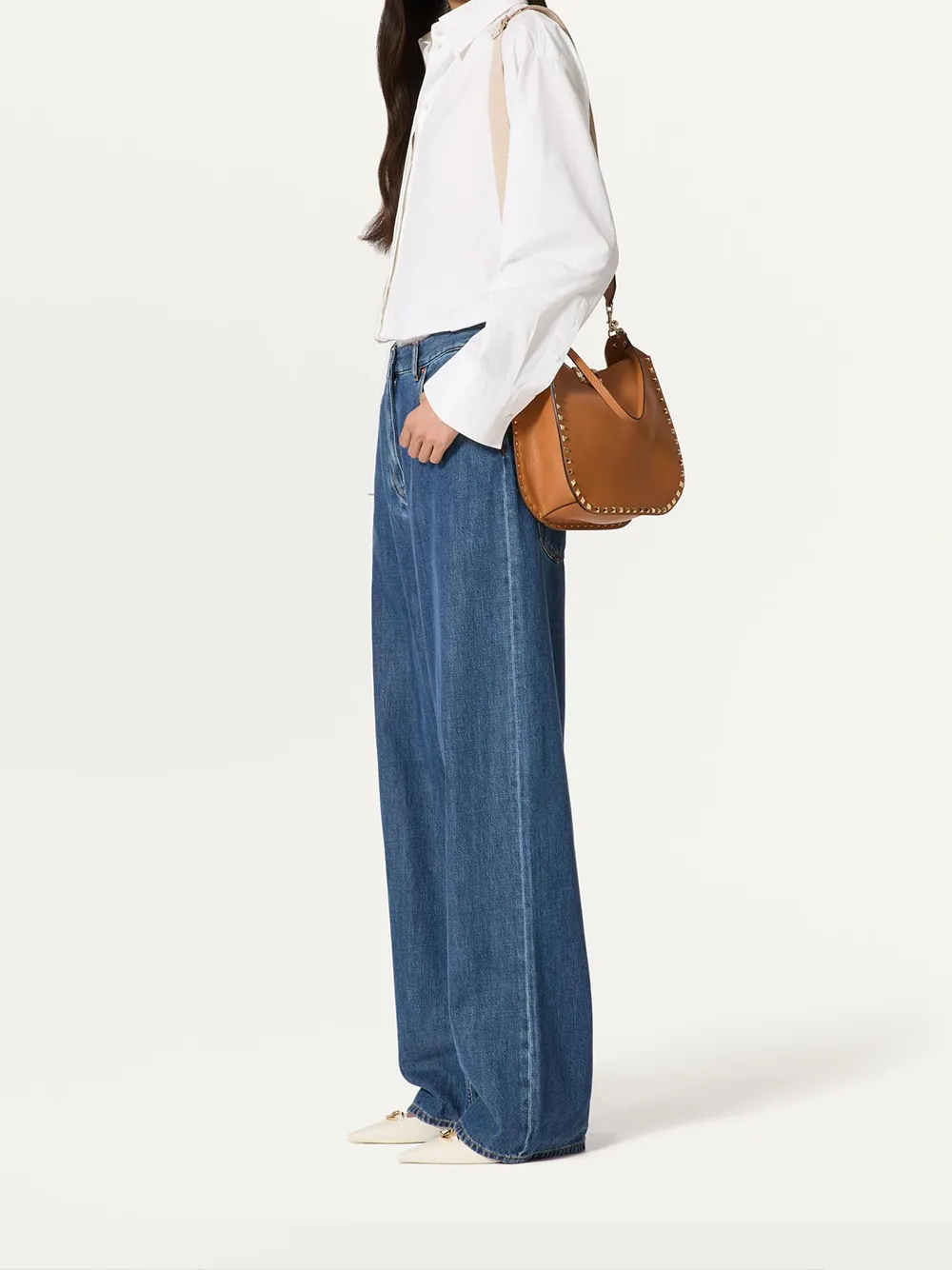 Brown Grainy Calf Hobo Rockstudt Bag