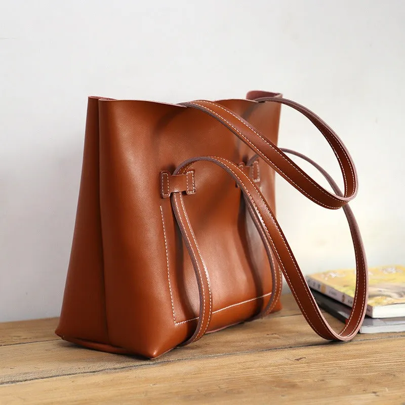 Brown LEATHER WOMEN Tote BAGs Handmade Strap Cute Shopper Tote Purses FOR WOMEN