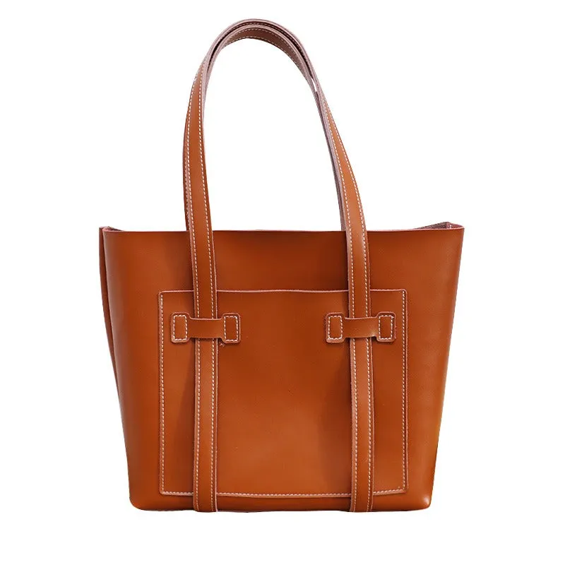 Brown LEATHER WOMEN Tote BAGs Handmade Strap Cute Shopper Tote Purses FOR WOMEN