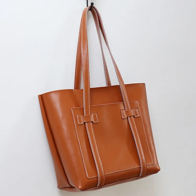 Brown LEATHER WOMEN Tote BAGs Handmade Strap Cute Shopper Tote Purses FOR WOMEN
