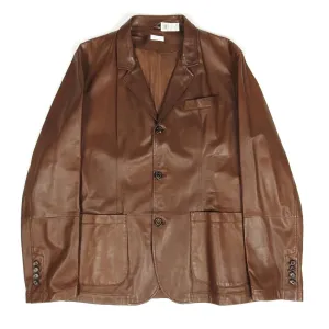 Brunello Cucinello Leather Blazer Size XXL