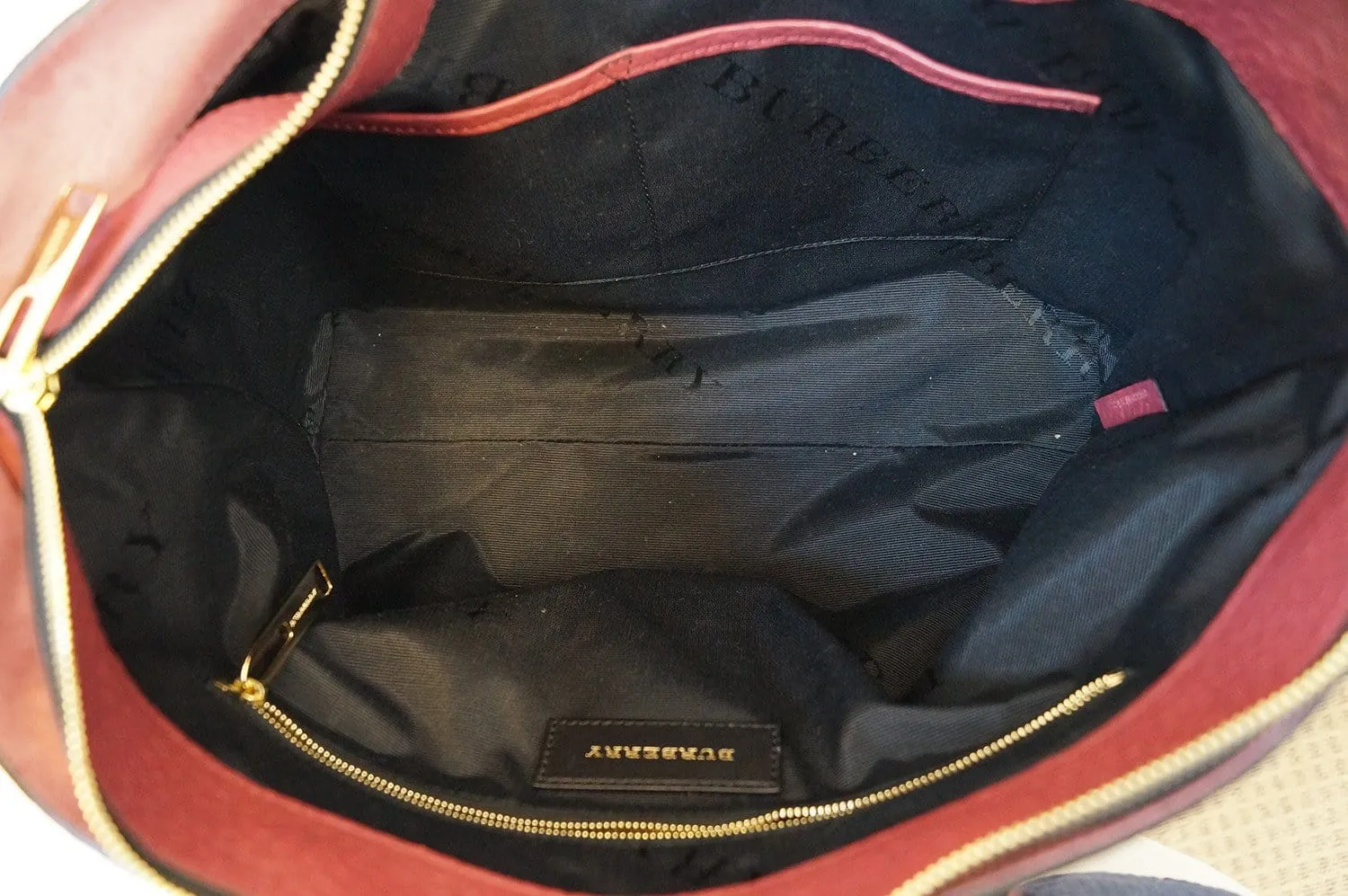 Burberry Dewsbury Red Leather Medium Check Tote Bag - Final Call