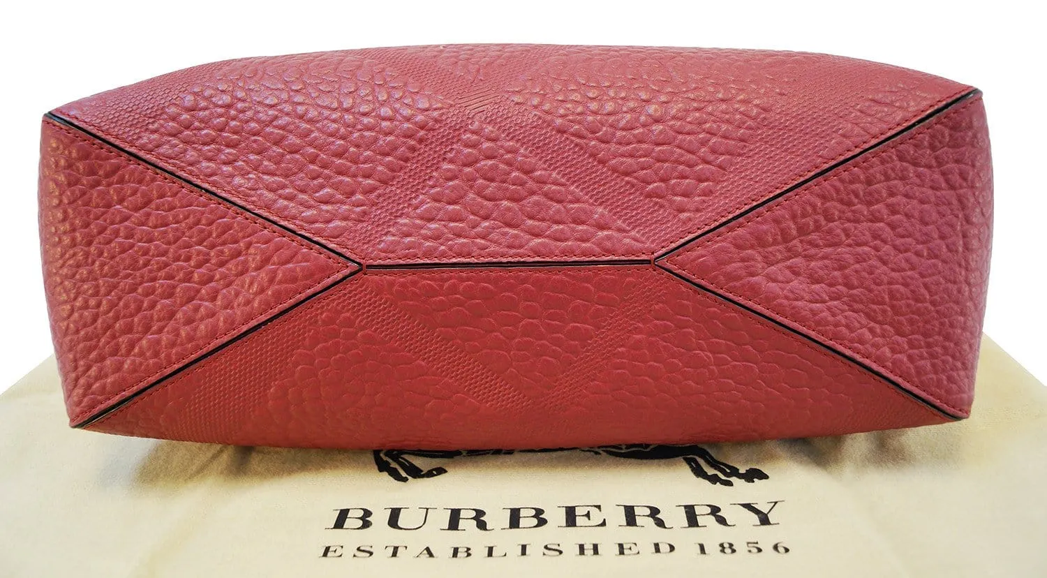 Burberry Dewsbury Red Leather Medium Check Tote Bag - Final Call
