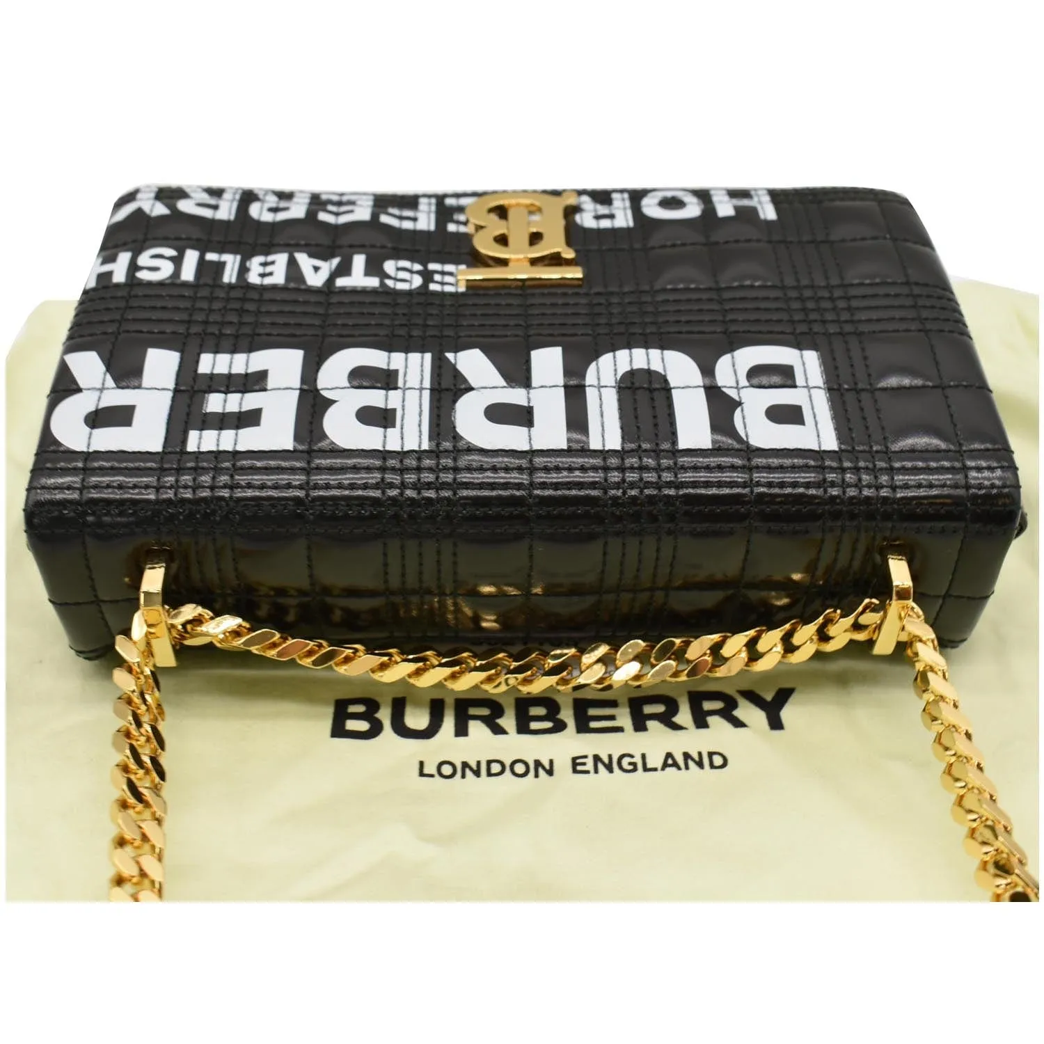 Burberry Small Horseferry Print Lola Quilted Leather Bag Black