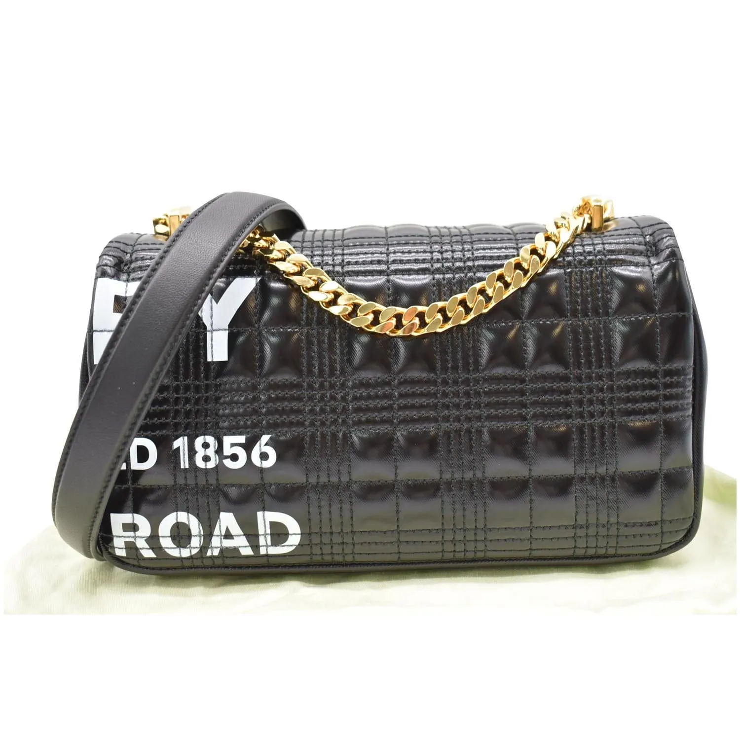 Burberry Small Horseferry Print Lola Quilted Leather Bag Black