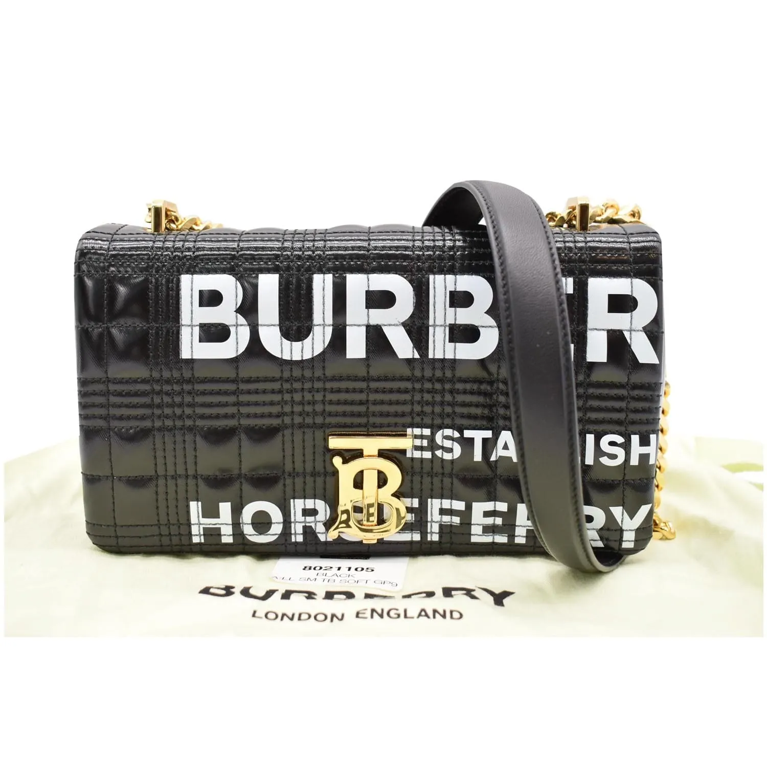 Burberry Small Horseferry Print Lola Quilted Leather Bag Black