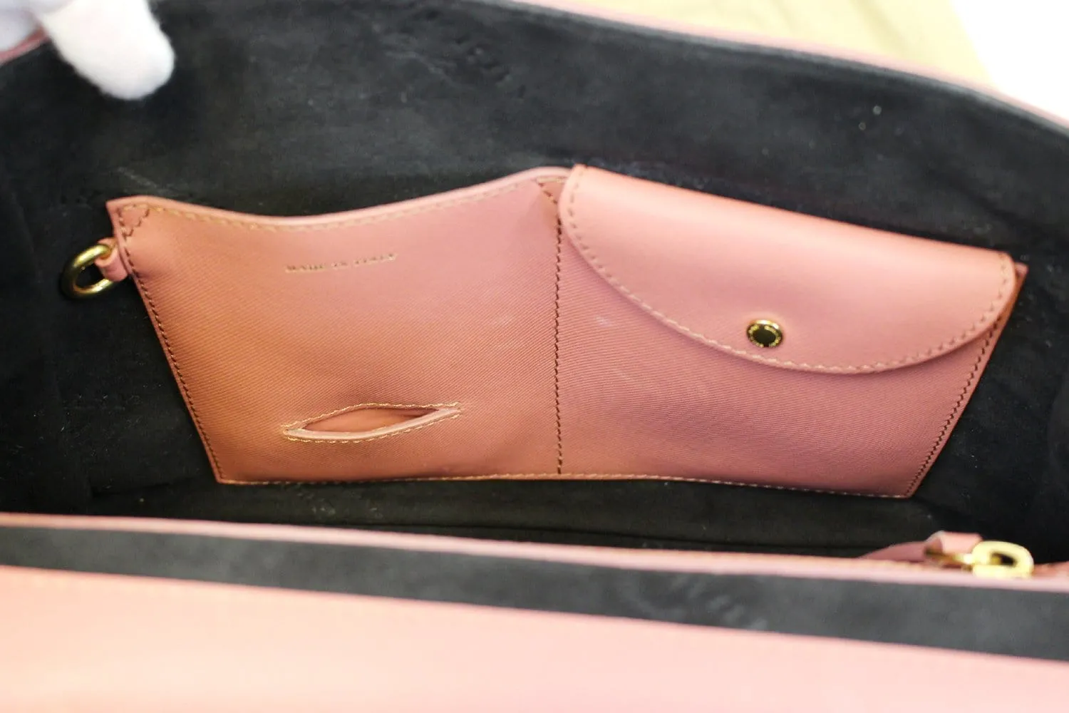 BURBERRY Trench Blossom Pink Leather Saffiano Top Handle Bag