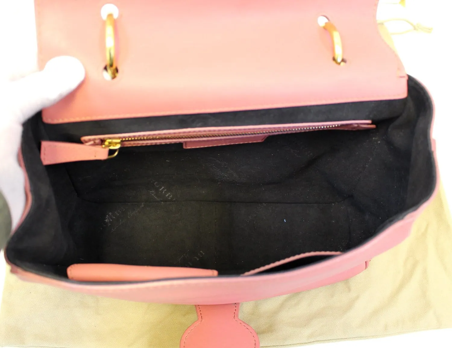 BURBERRY Trench Blossom Pink Leather Saffiano Top Handle Bag
