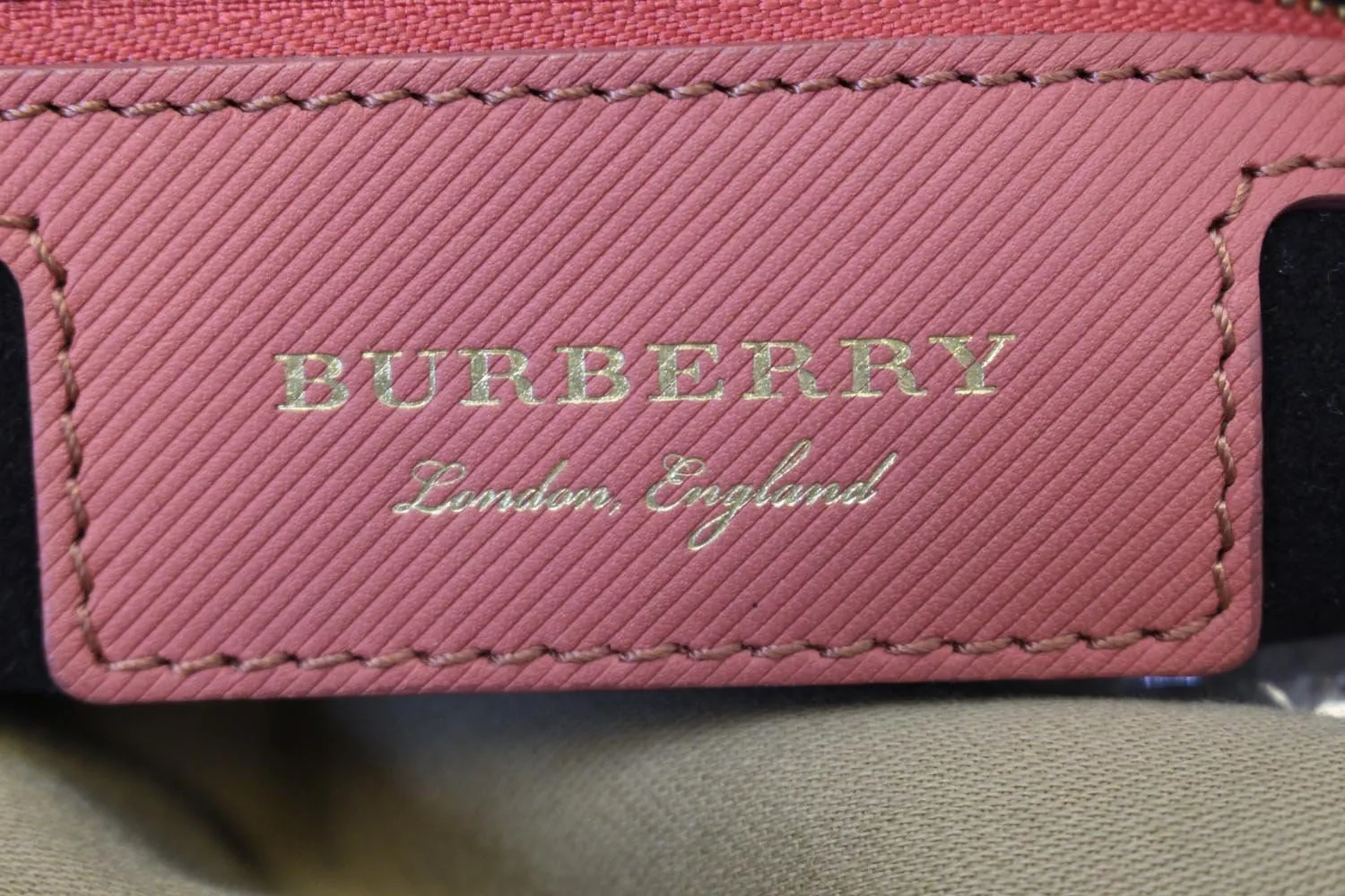 BURBERRY Trench Blossom Pink Leather Saffiano Top Handle Bag