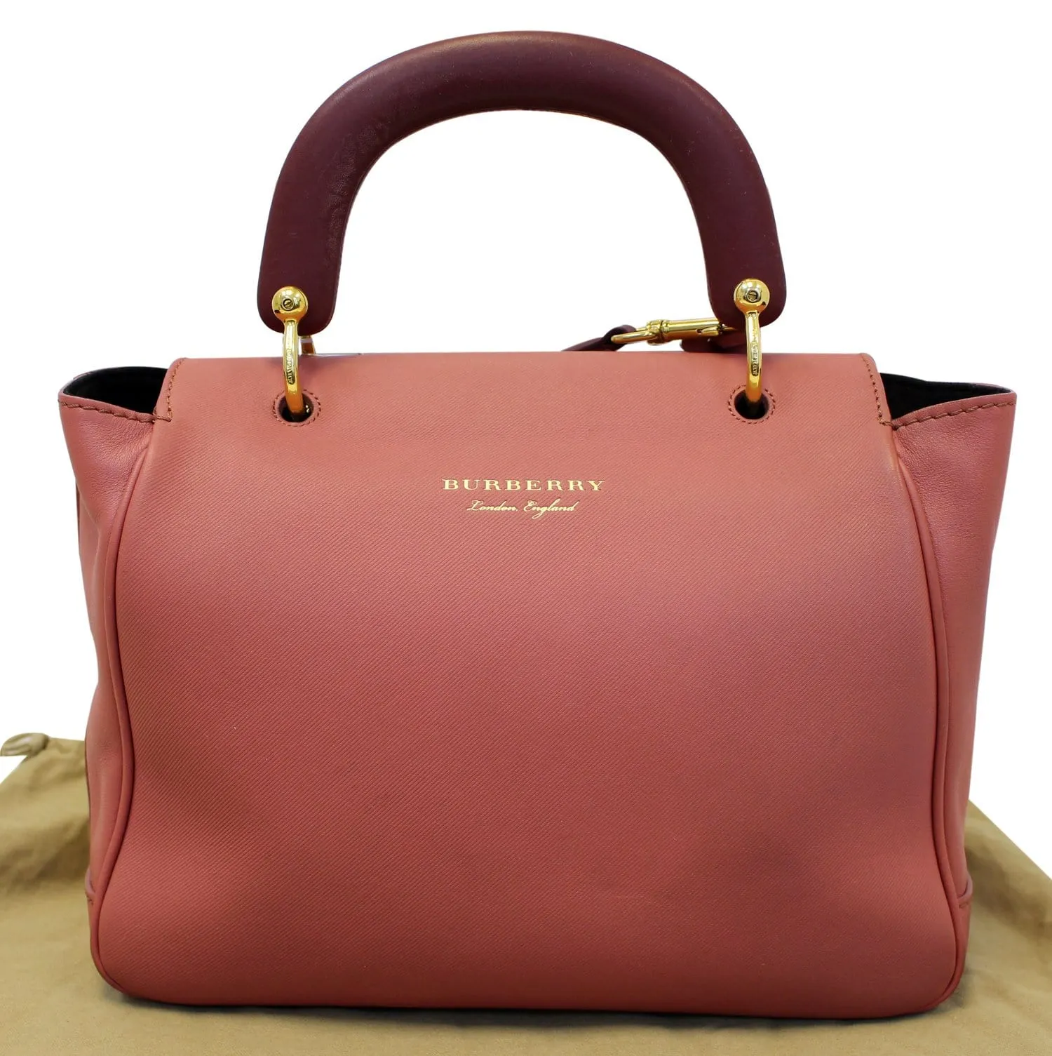 BURBERRY Trench Blossom Pink Leather Saffiano Top Handle Bag