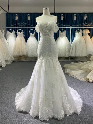 BYG off the shoulder lace sweetheart mermaid wedding dress
