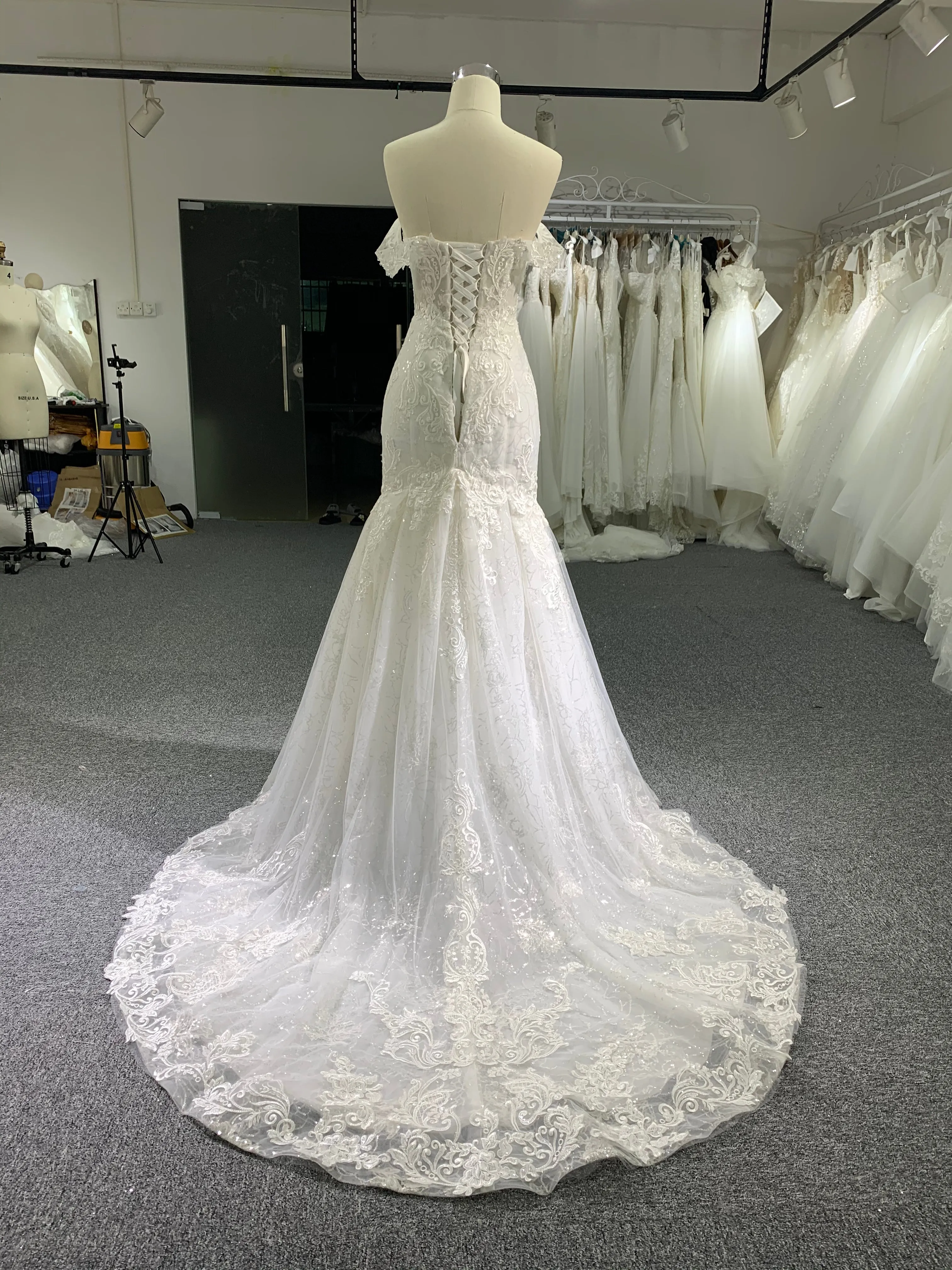 BYG off the shoulder lace sweetheart mermaid wedding dress