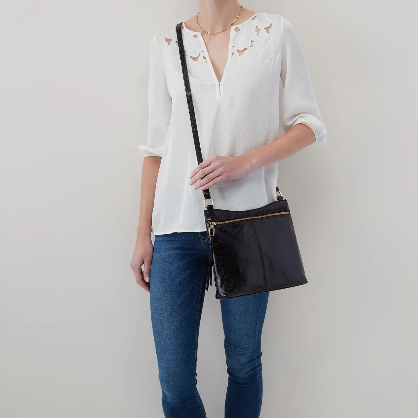 Cambel Crossbody In Polished Leather - Black