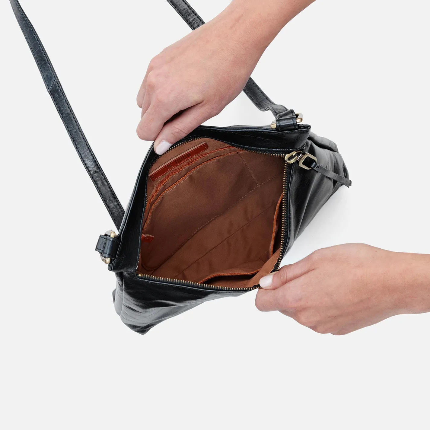 Cambel Crossbody In Polished Leather - Black