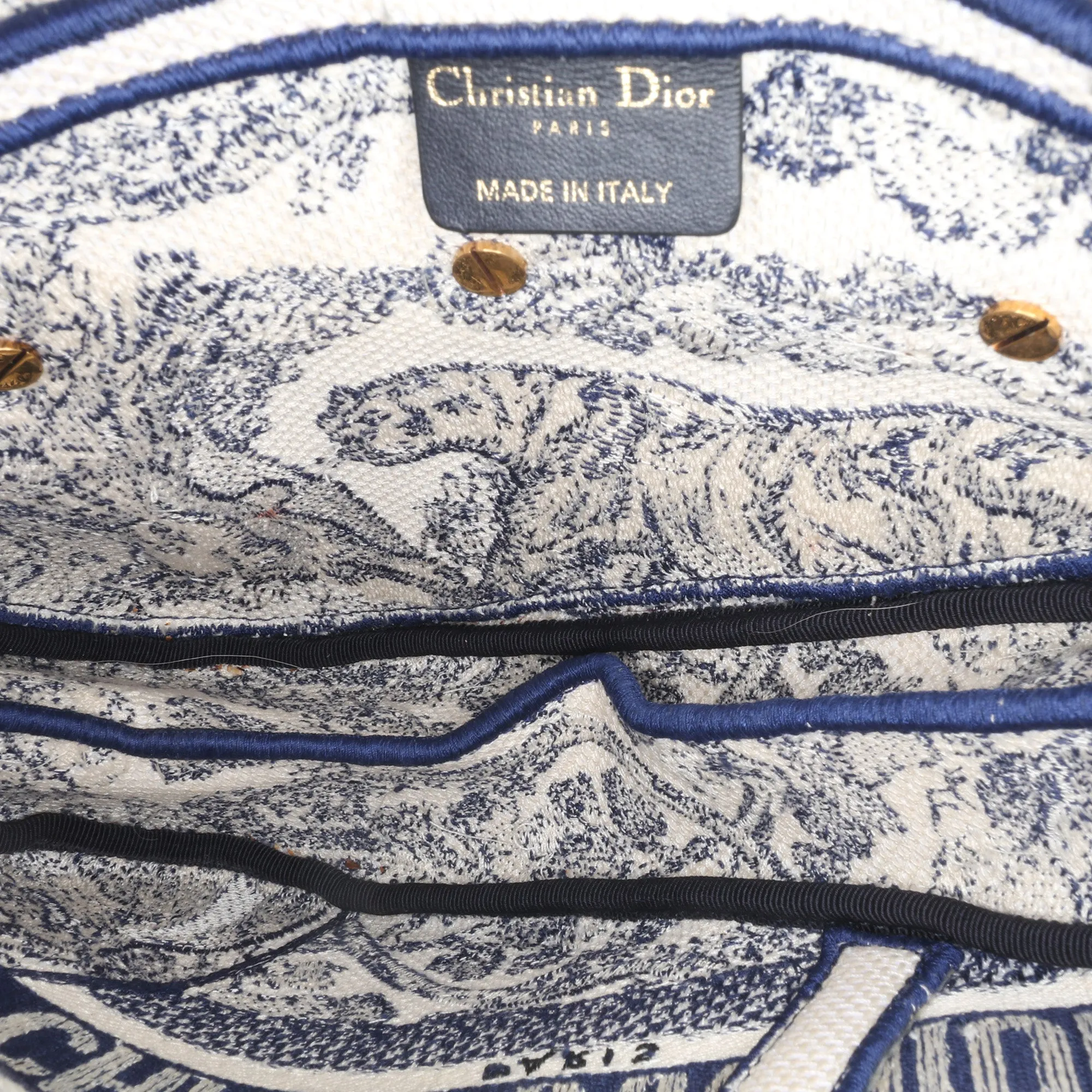 Canvas Embroidered Toile de Jouy Saddle Bag