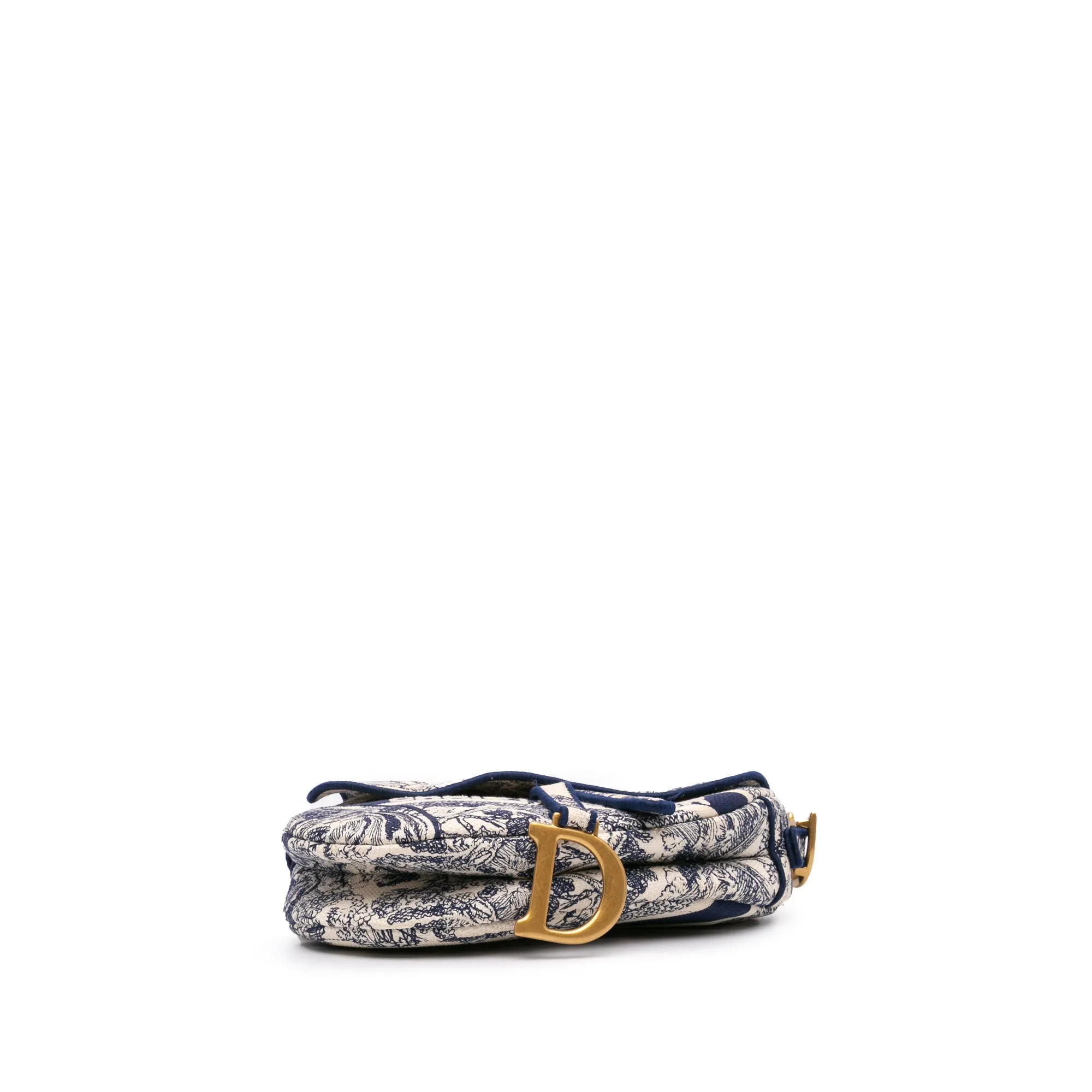 Canvas Embroidered Toile de Jouy Saddle Bag