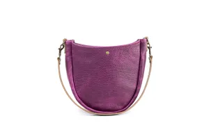 CELESTE LEATHER HOBO BAG - GRAPE BISON