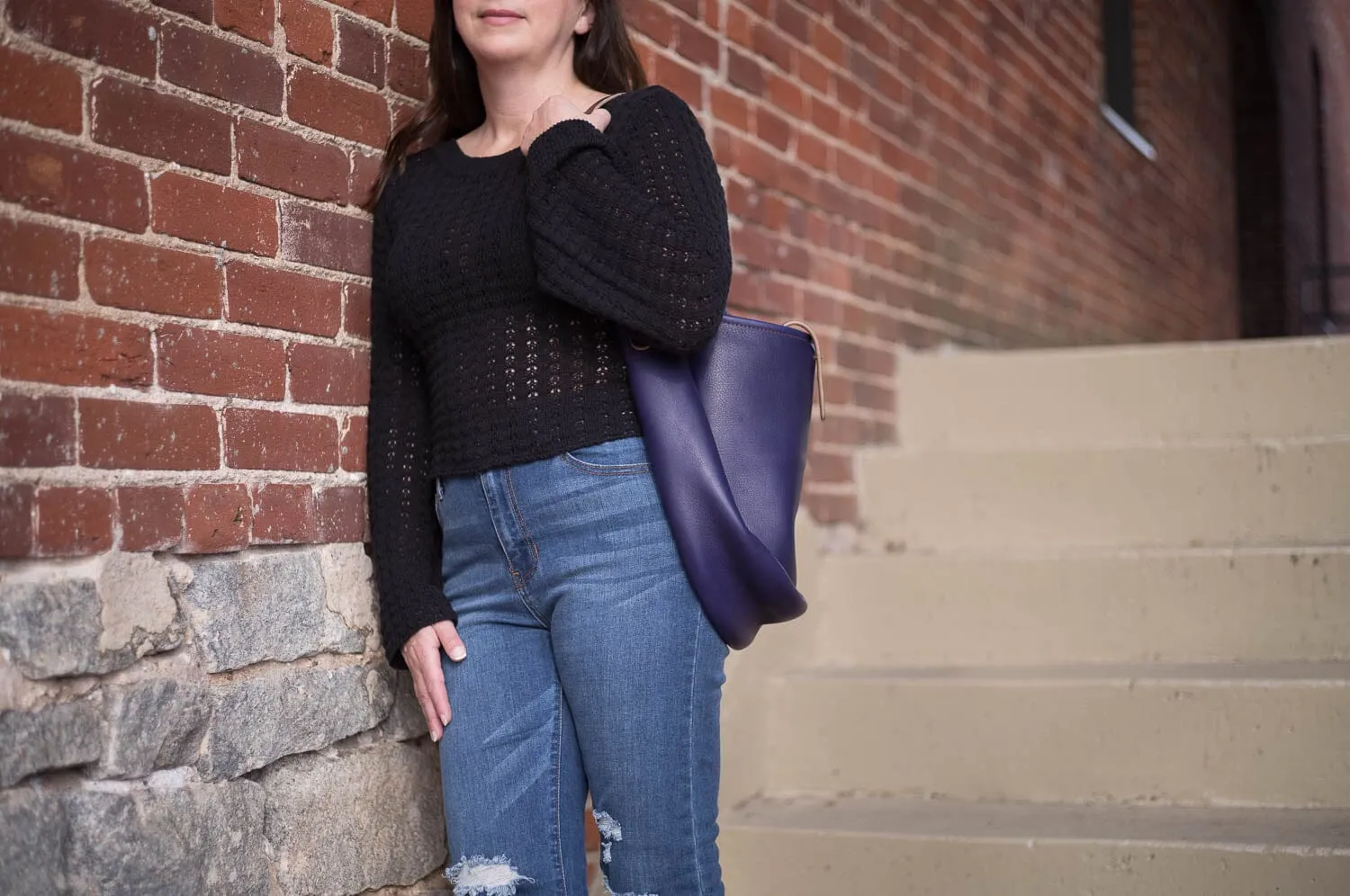 CELESTE LEATHER HOBO BAG - MEDIUM - VIOLET