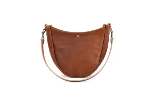 CELESTE LEATHER HOBO BAG - SADDLE
