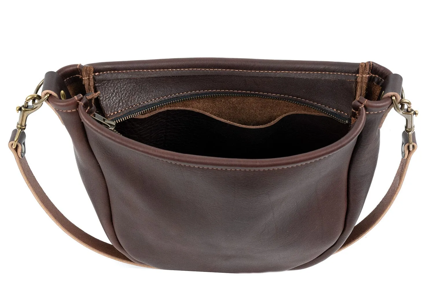 CELESTE LEATHER HOBO BAG - SADDLE