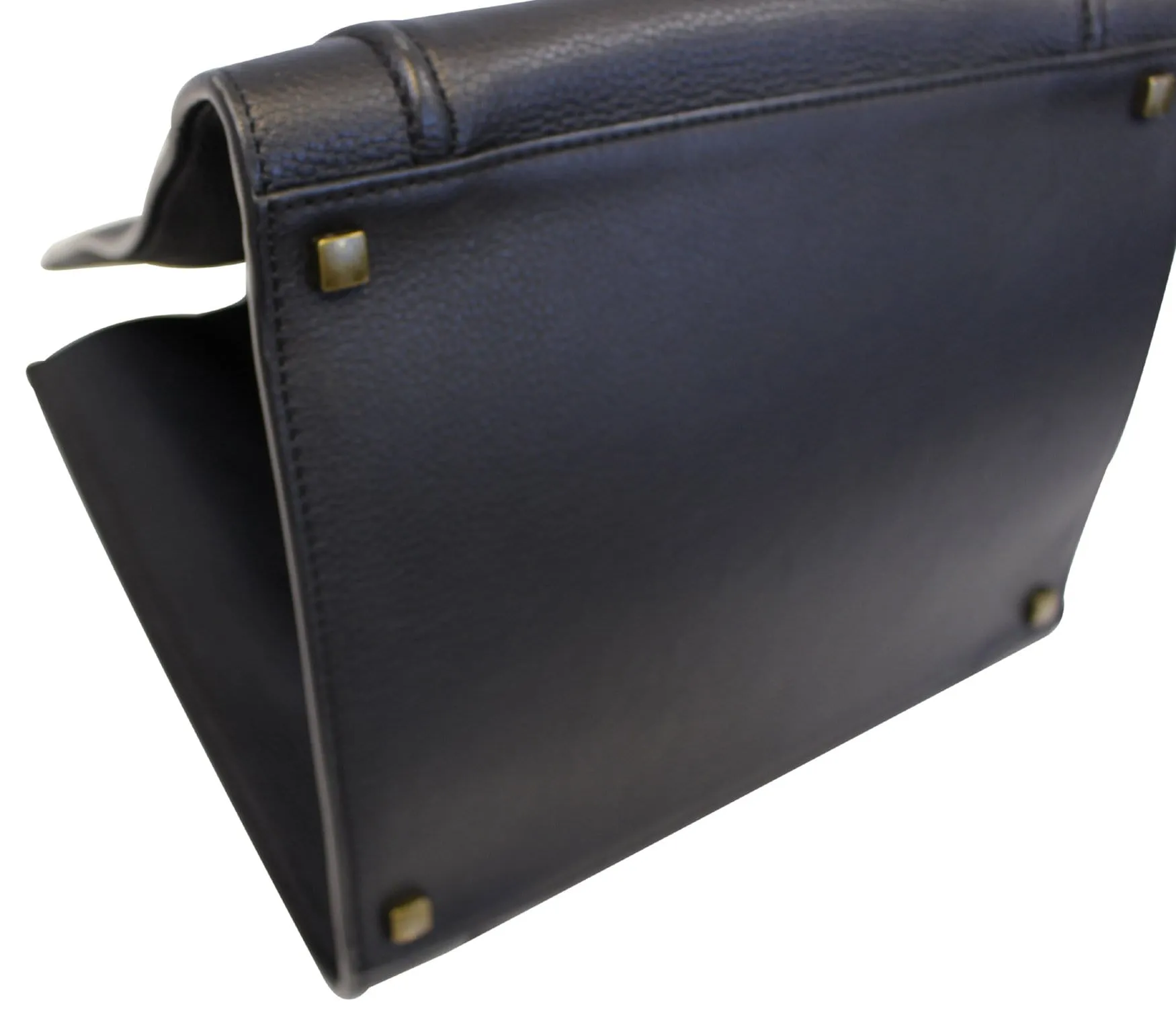 CELINE Black Grained Calfskin Leather Large Phantom Luggage Tote Bag