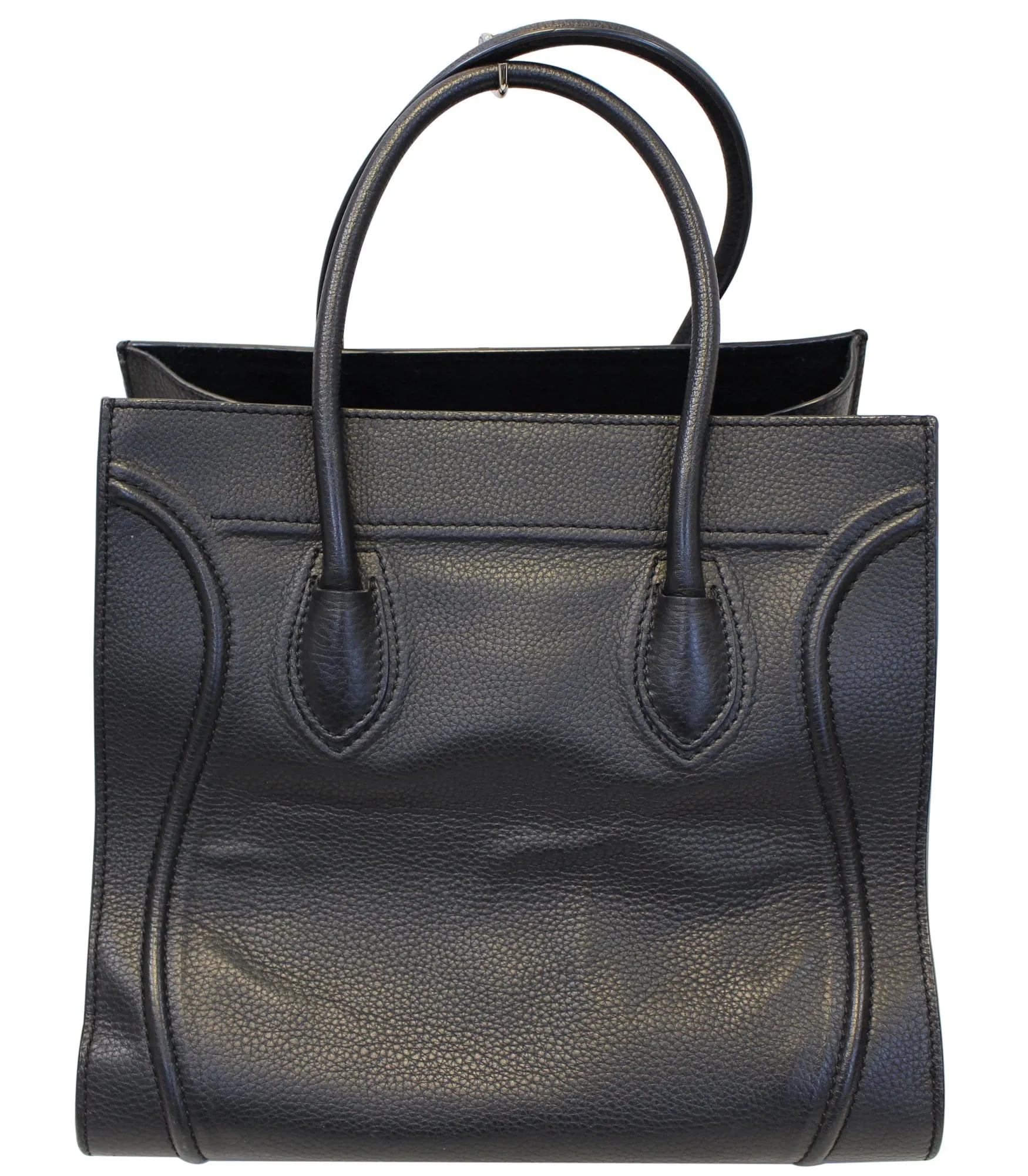 CELINE Black Grained Calfskin Leather Large Phantom Luggage Tote Bag