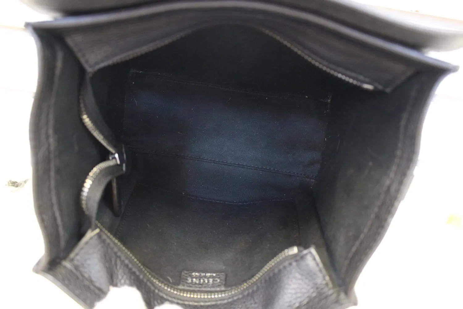 CELINE Black Leather Nano Luggage Shoulder Bag