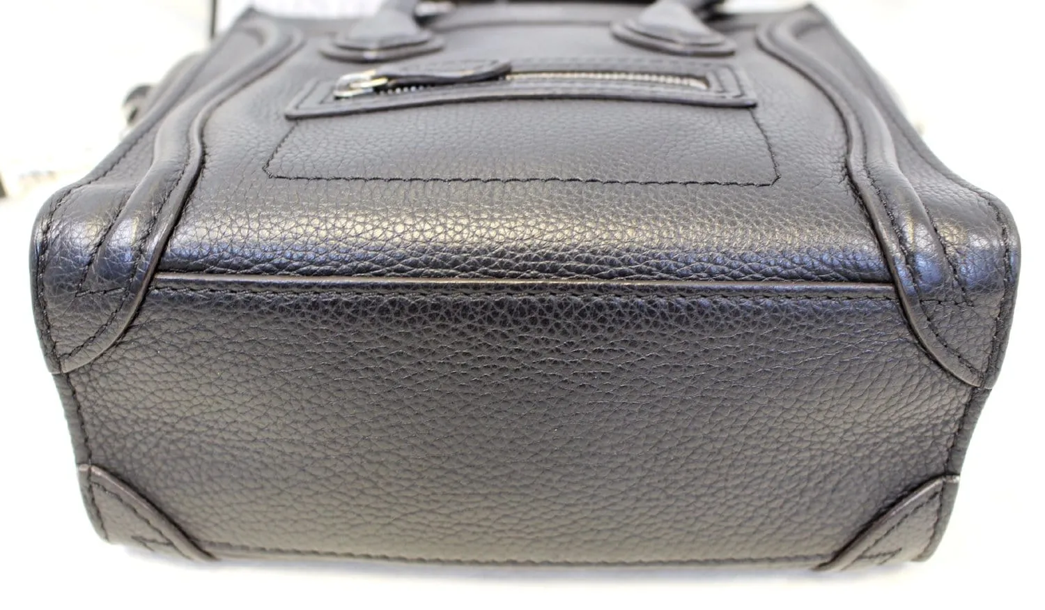 CELINE Black Leather Nano Luggage Shoulder Bag