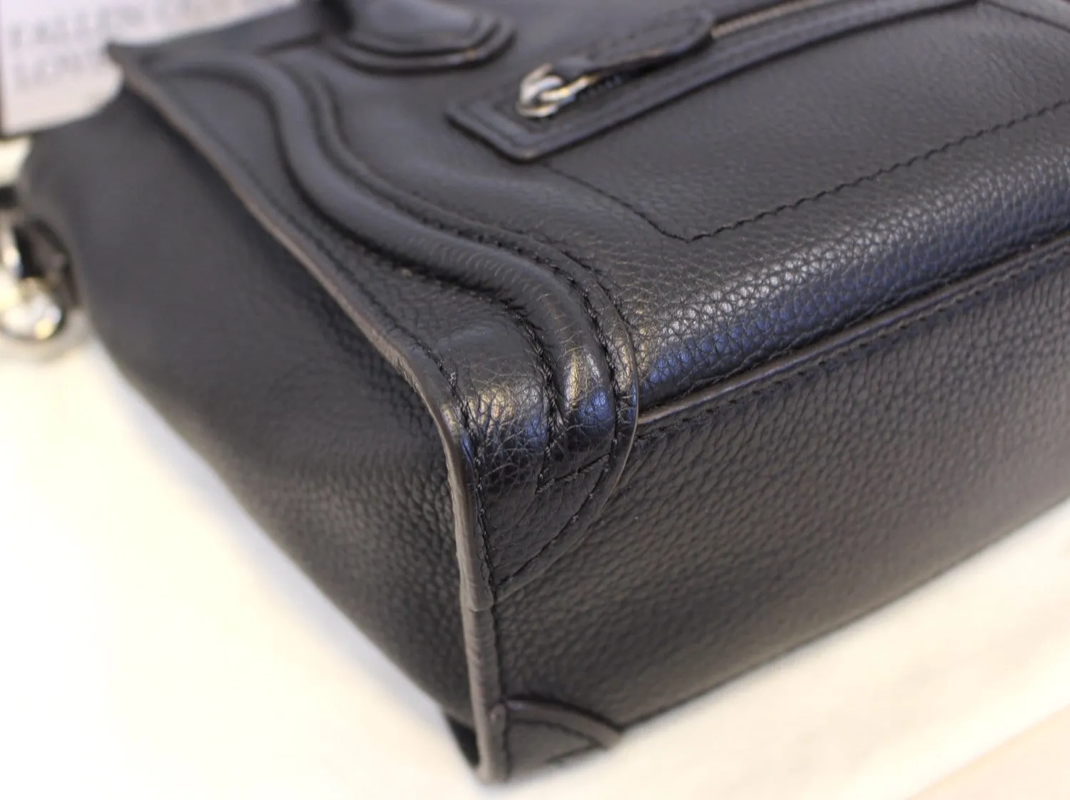 CELINE Black Leather Nano Luggage Shoulder Bag