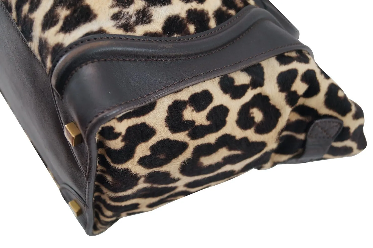 Celine Brown Ponyhair Leopard Print Luggage Tote - Last Call