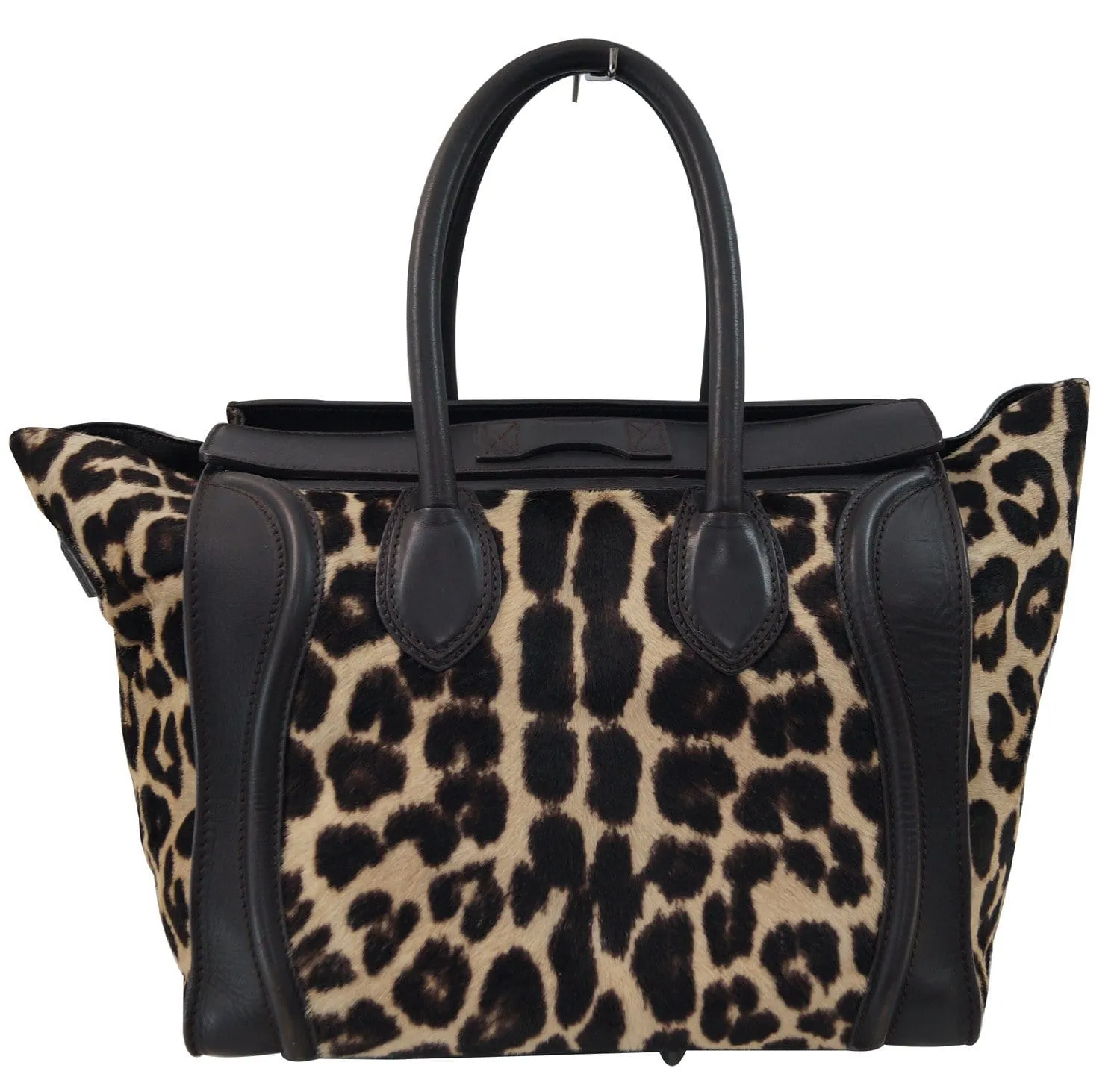 Celine Brown Ponyhair Leopard Print Luggage Tote - Last Call
