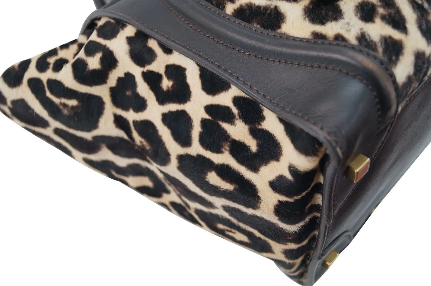 Celine Brown Ponyhair Leopard Print Luggage Tote - Last Call