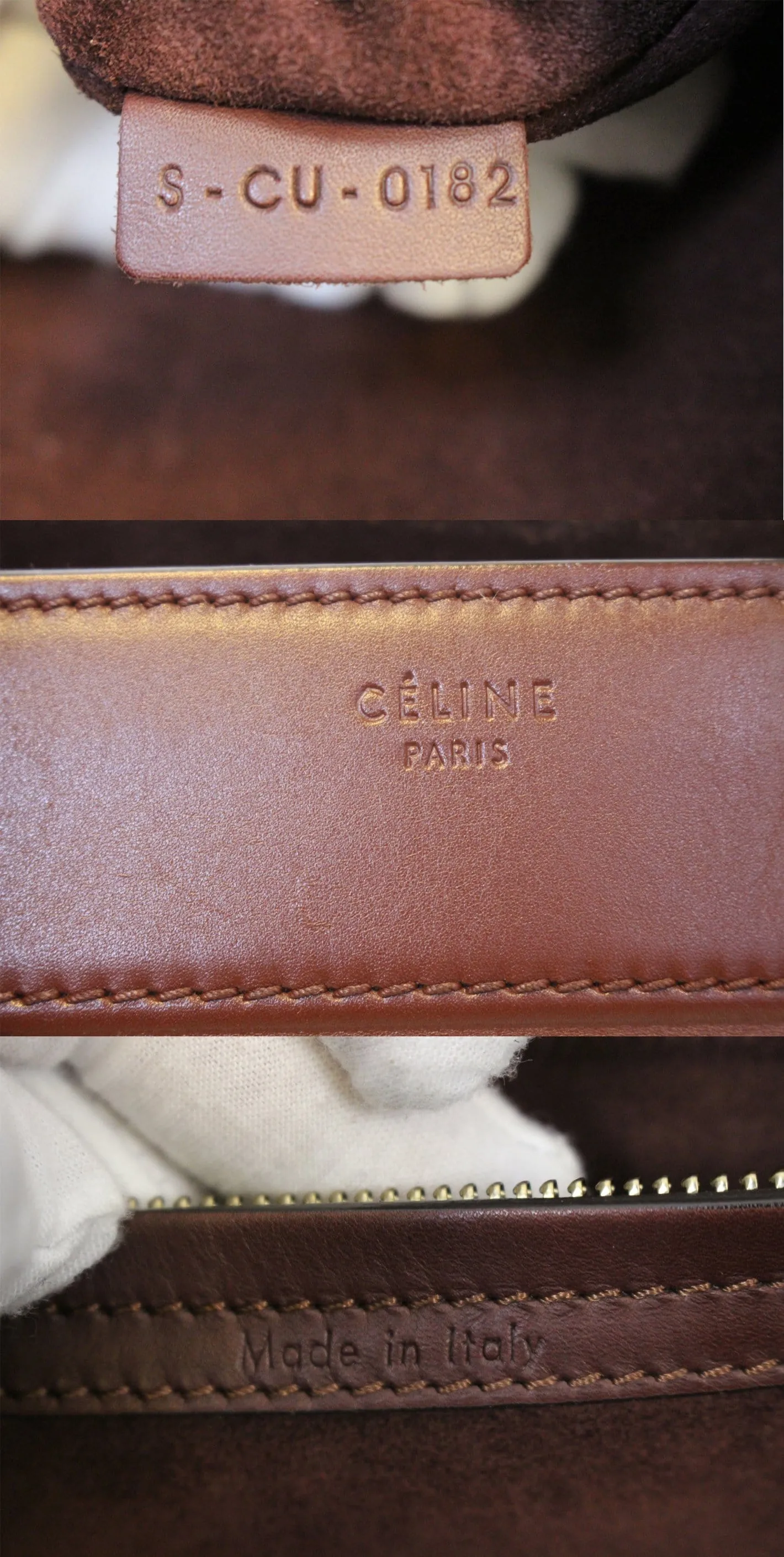 CELINE Burgundy Leather Medium Phantom Luggage Tote Bag