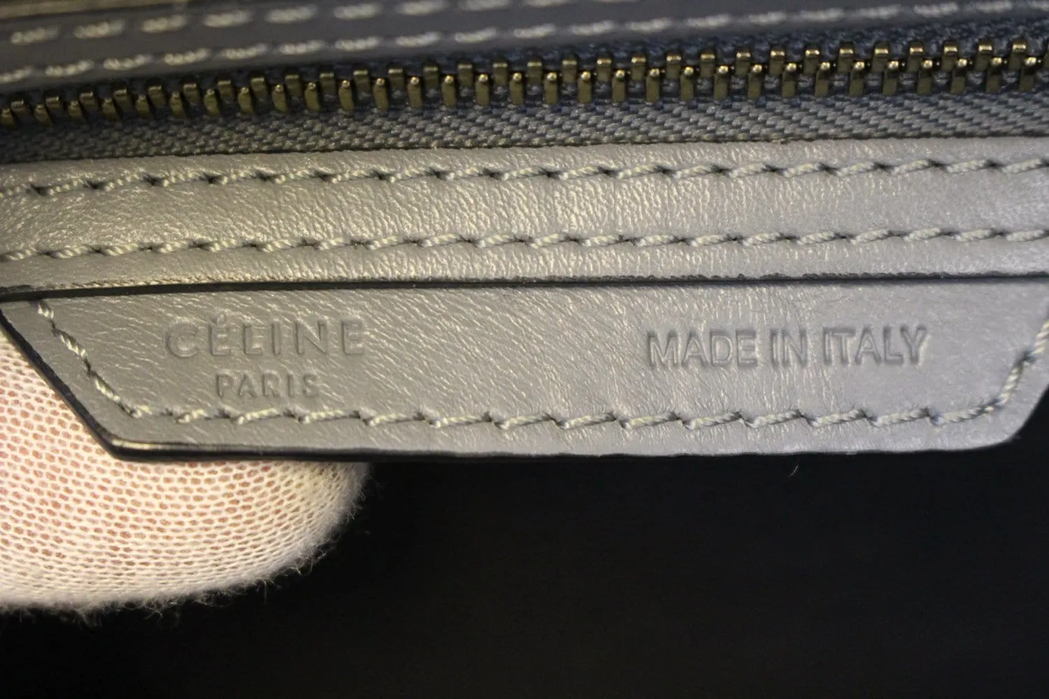 CELINE Grey Calfskin Leather Mini Luggage Tote Bag