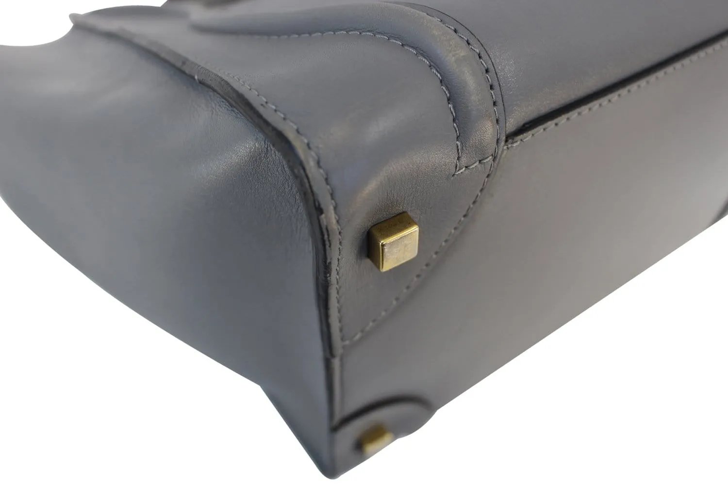 CELINE Grey Calfskin Leather Mini Luggage Tote Bag