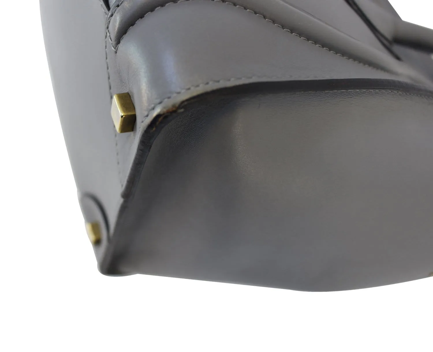 CELINE Grey Calfskin Leather Mini Luggage Tote Bag
