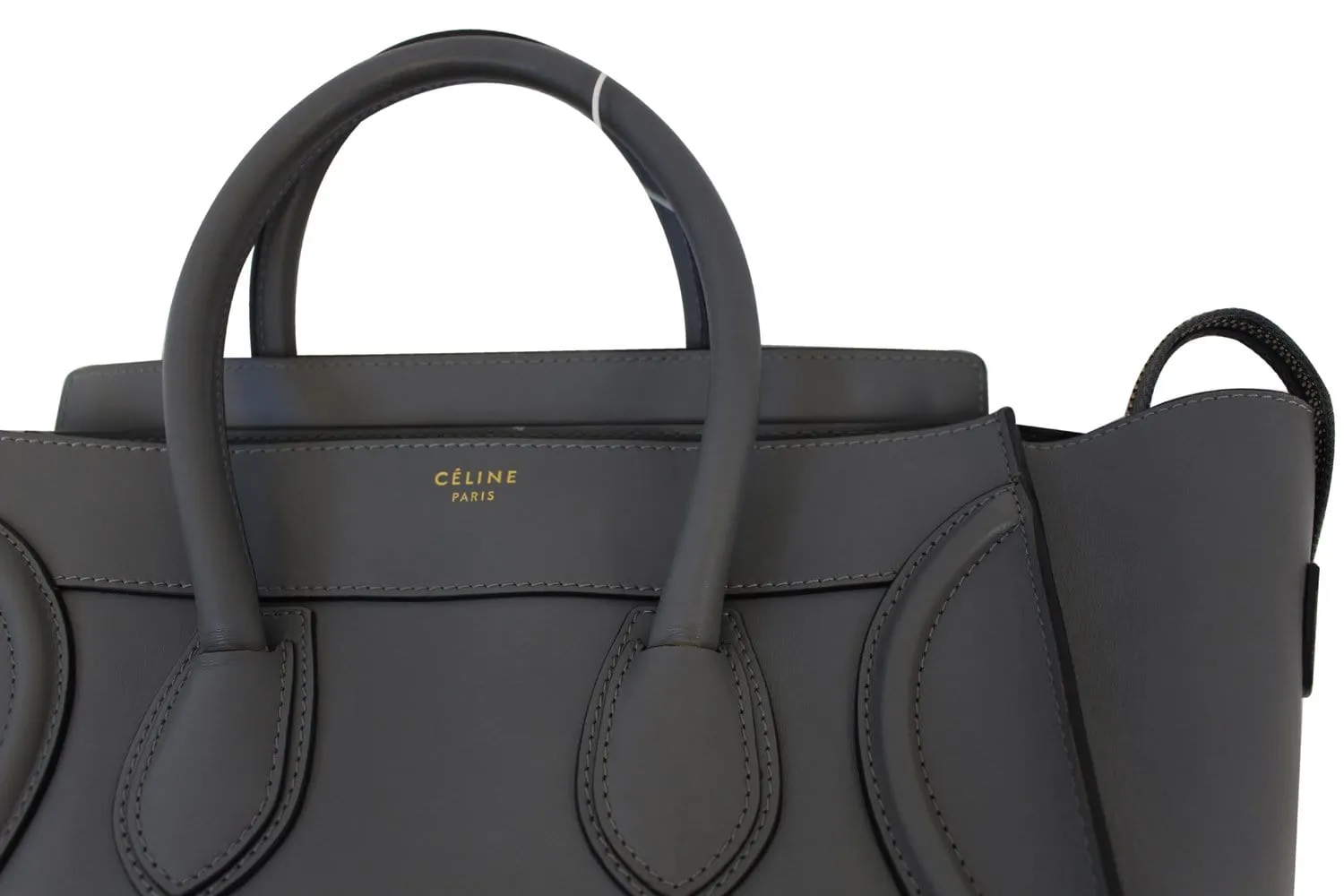 CELINE Grey Calfskin Leather Mini Luggage Tote Bag