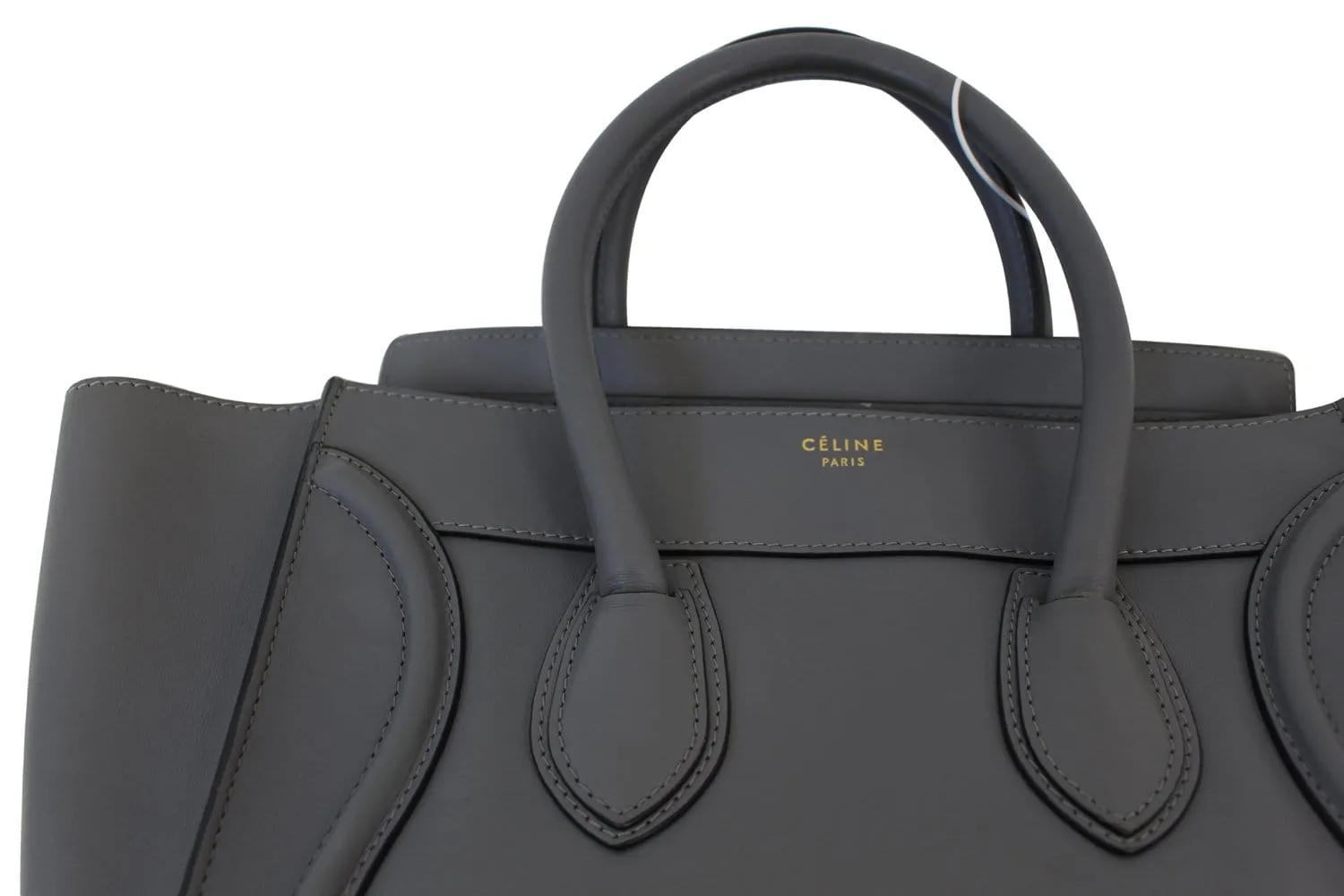 CELINE Grey Calfskin Leather Mini Luggage Tote Bag