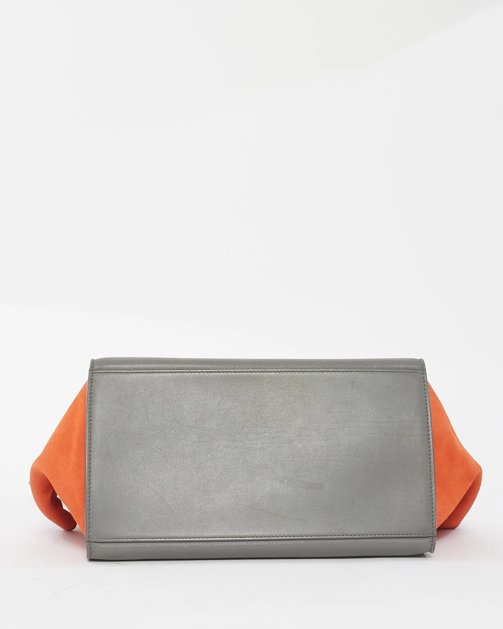 Celine Grey Orange Black Leather & Suede Trapeze Bag