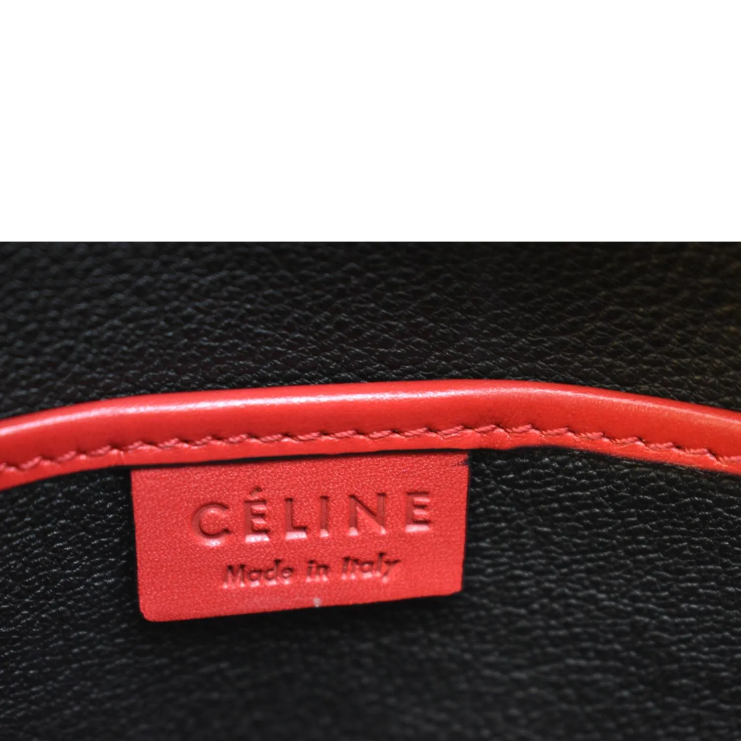 CELINE Nano Luggage Leather Shoulder Bag Red
