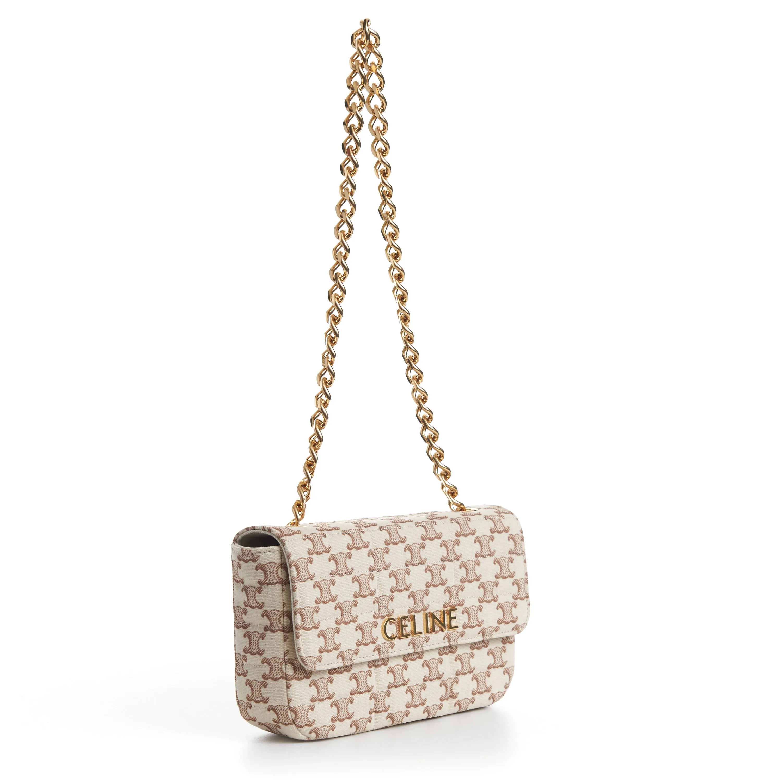 Chain Shoulder Bag - Matelasse - Triomphe Canvas Print White