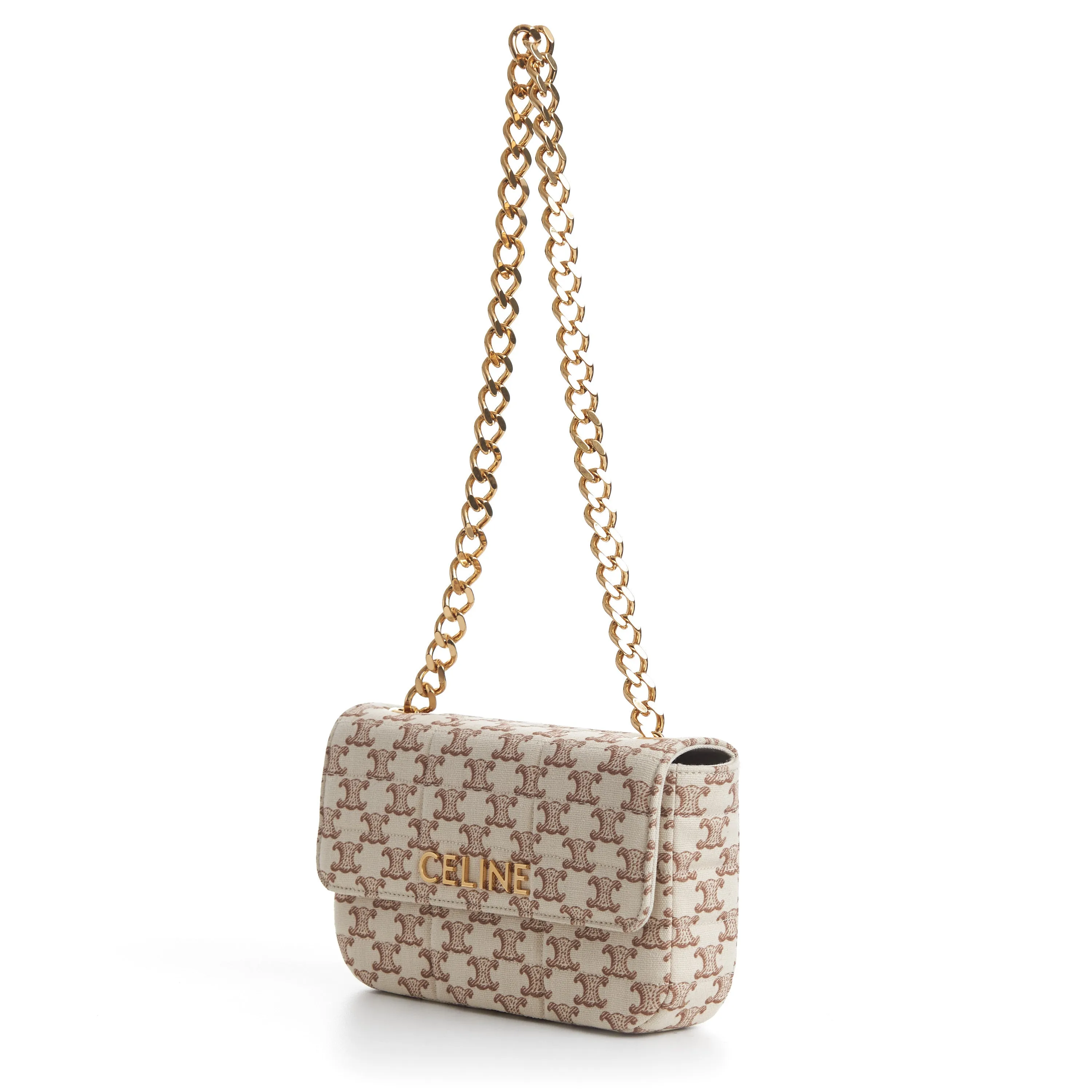 Chain Shoulder Bag - Matelasse - Triomphe Canvas Print White
