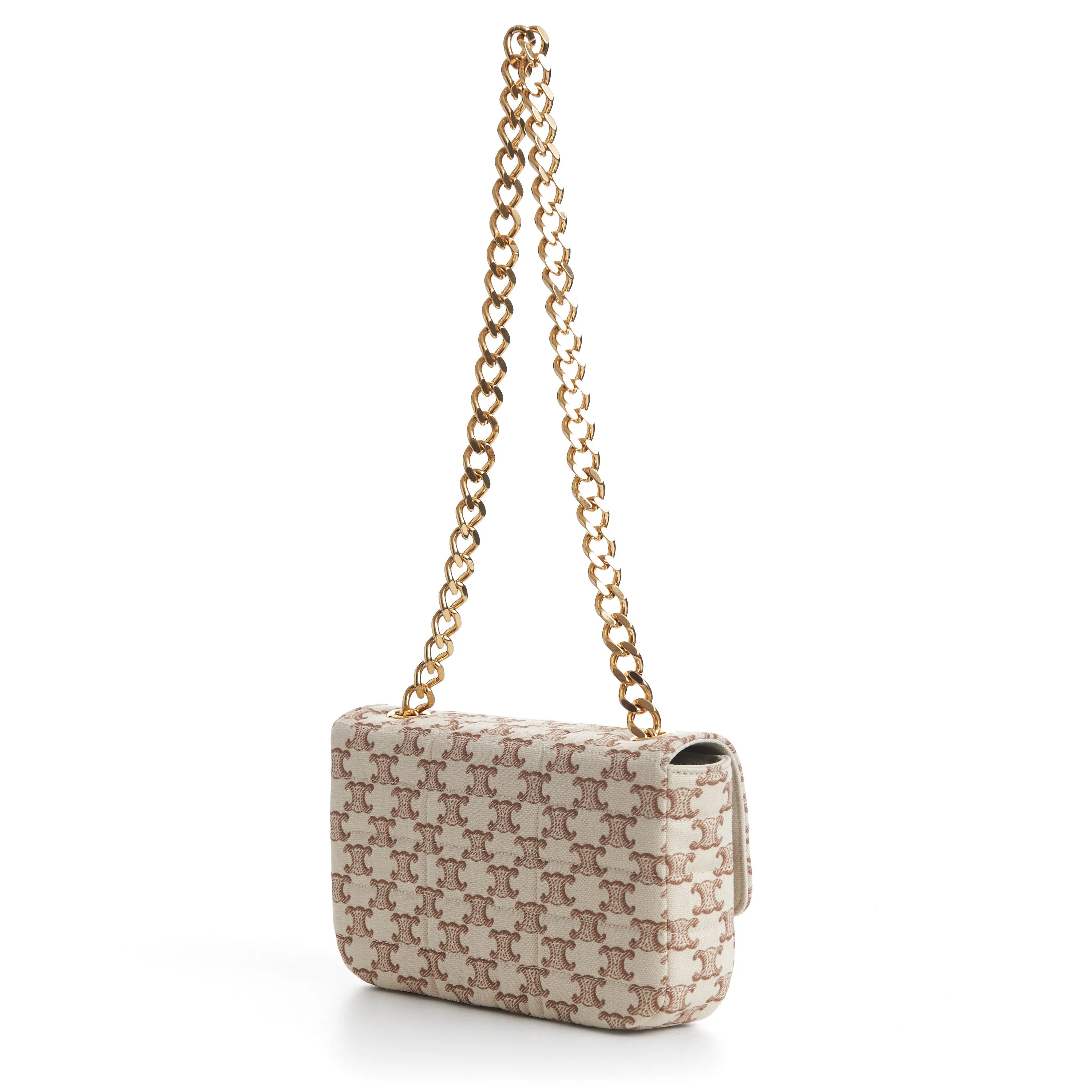 Chain Shoulder Bag - Matelasse - Triomphe Canvas Print White